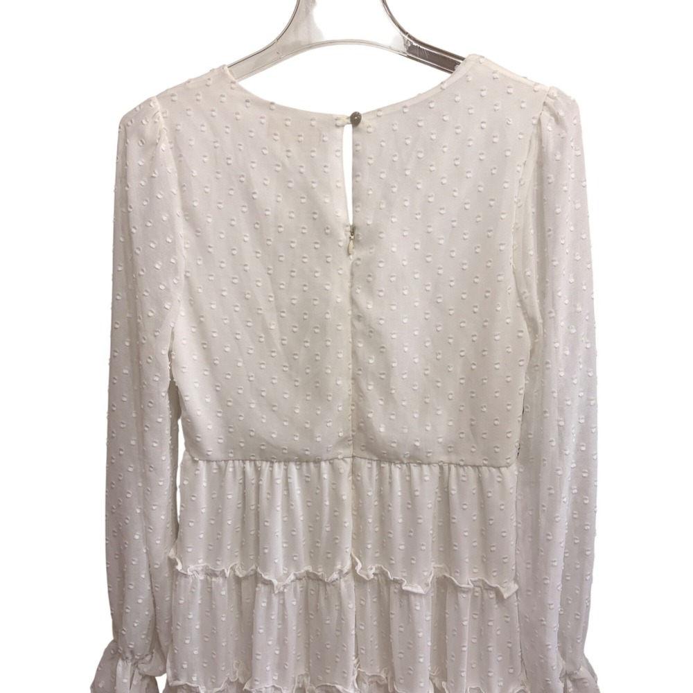 Altar'd State White Swiss Dot Size L  Dress Ruffled Tiered Mini V-Neck Fairycore - Picture 8 of 16